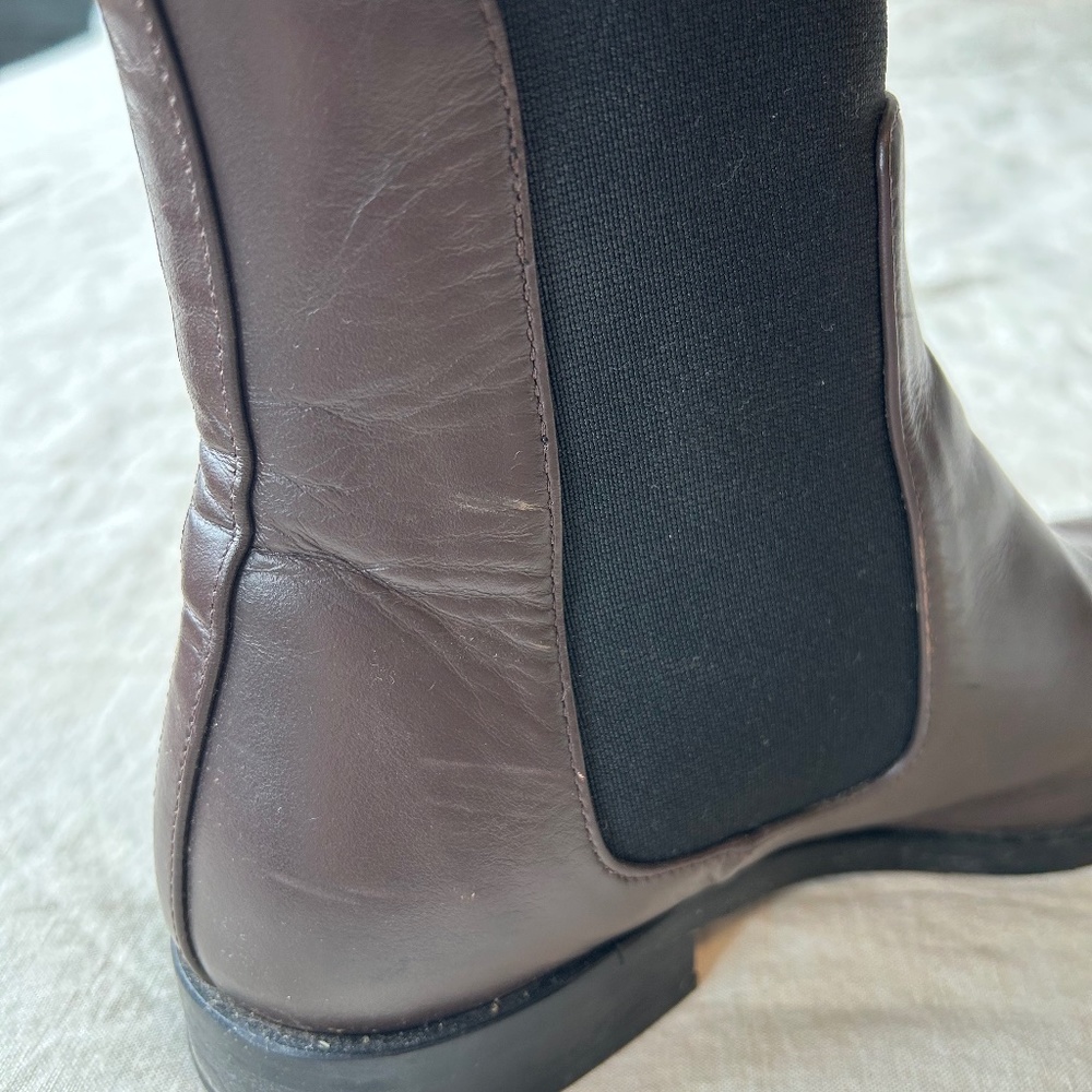 RARE The Italian Leather Square Toe Chelsea Boot in Brown/Black - Picture 11 of 11